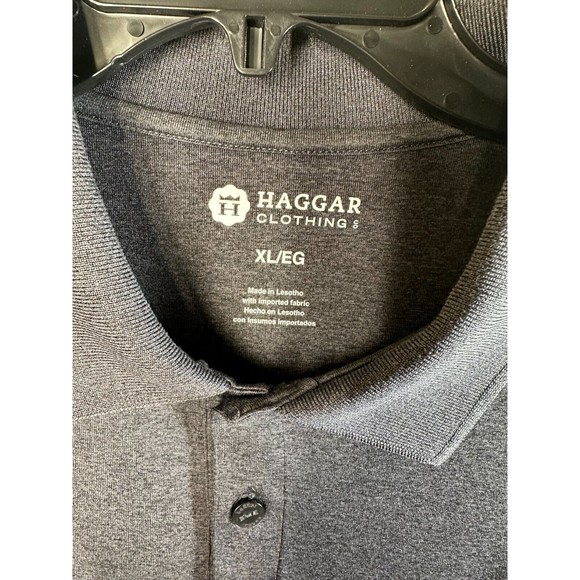 Haggar Long Sleeve Polo Men's Size XL Charcoal Gray Self Collar Stylish - Picture 2 of 9